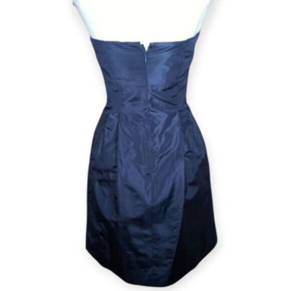 J.CREW NAVY SILK GREEN/BLUE STRAPLESS DRESS SZ.6 EUC. - Picture 4 of 6
